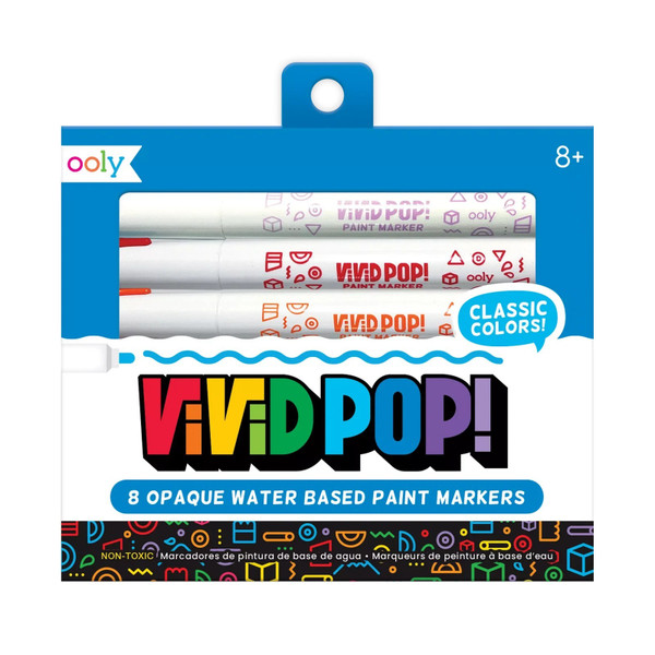 Ooly Vivid Pop! Water Based Paint Markers - Classic - Set of 8
