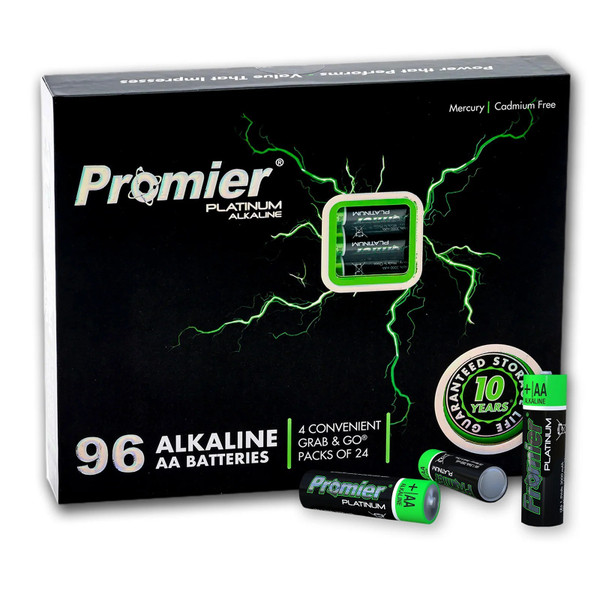 Litezall Promier AA Platinum Alkaline Battery 96 Pack