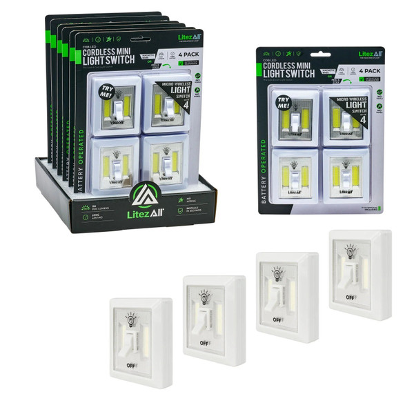 LitezAll COB LED Wireless Mini Light Switch 4 Pack