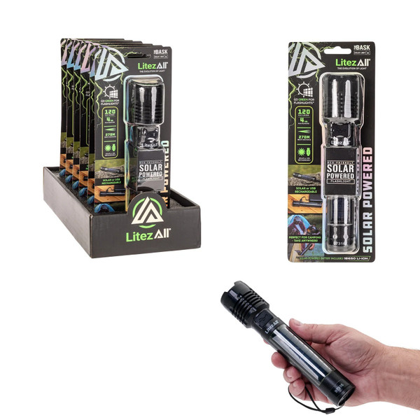 LitezAll Bask Solar Powered & USB Rechargeable Flashlight