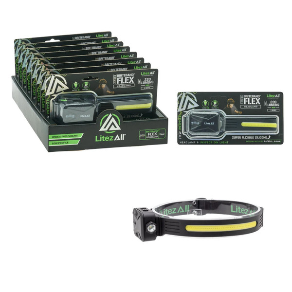 LitezAll Briteband Low Profile Silicone Headlamp with Inspection Light