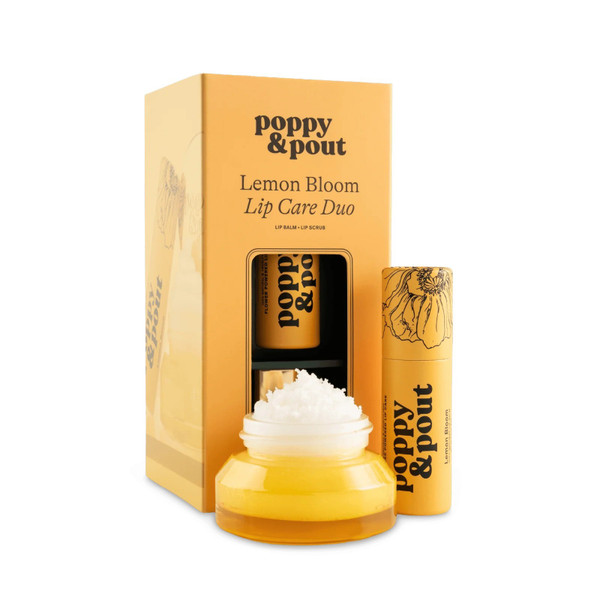 Poppy & Pout Gift Set, Lip Care Duo, Lemon Bloom