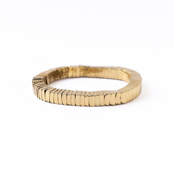 ink+alloy Lucille Square Bead Stretch Bracelet Brass