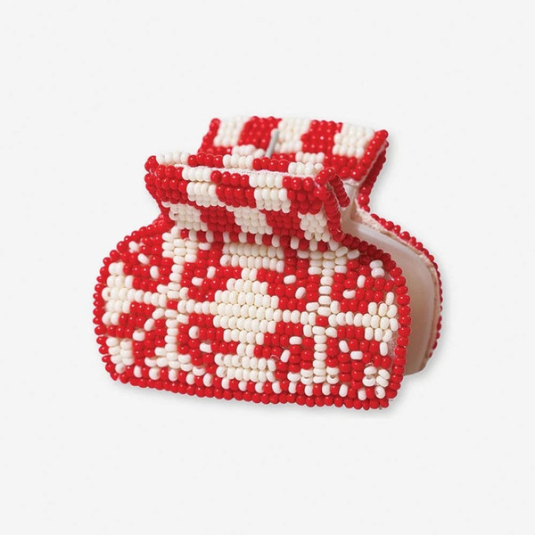 ink+alloy Gia Christmas Sweater Fair Isle Small Claw Clip Red And White