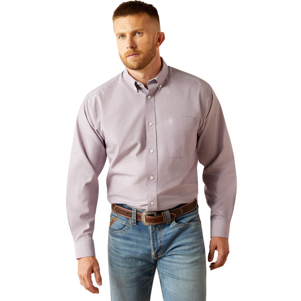 Ariat Men's Wrinkle Free Solid Classic Fit Shirt - Lilac