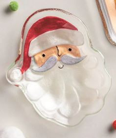 CHRISTMAS GLASS TIDBIT PLTE-SANTA -25-198981030144