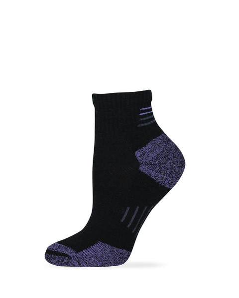 Wise Blend Ladies Merino Wool Blend Hiker Quarter Sock 1 Pair - Black