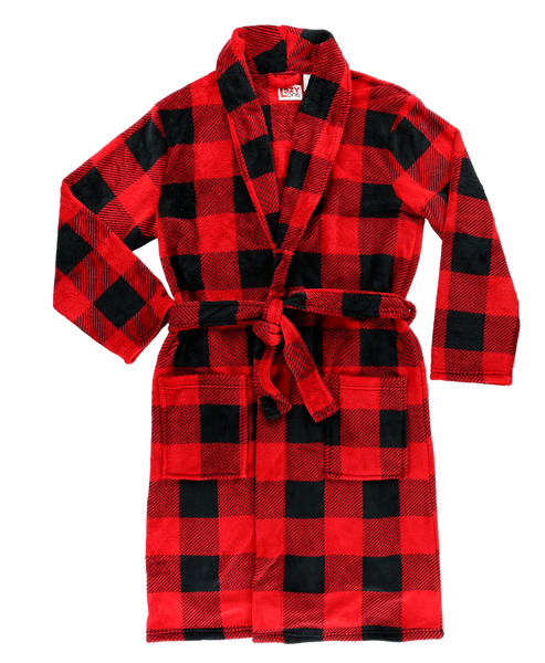Men'S Red Plaid Robe L/Xl-210000218094