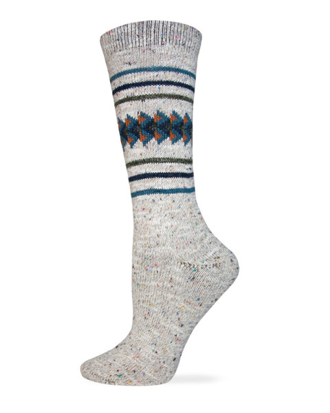 Wise Blend Ladies Aztec Pattern Crew Boot Socks 1 Pair - Natural