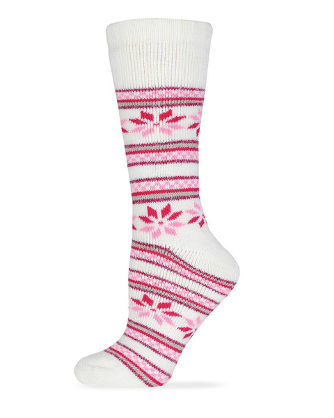 Wise Blend Ladies Merino Wool Blend Floral Frost Socks 1 Pair - Natural