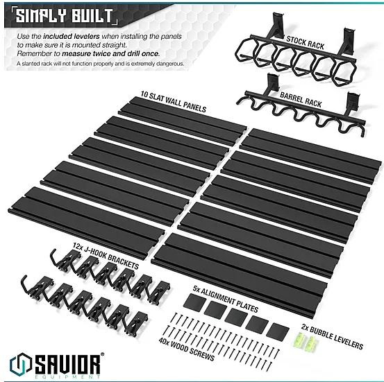 Wall Rack 10X Slat Wall Panels WRS-FULL-R6P12-BK-812066032365