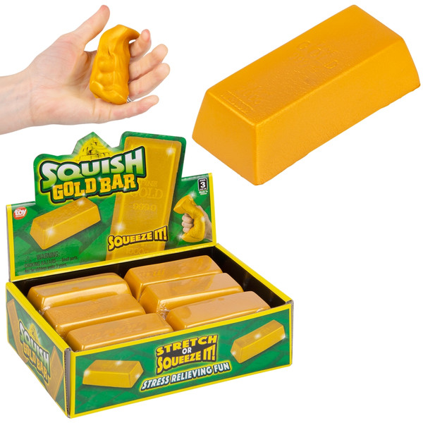 Toy Network 3" Squish Gold Bar 12ct