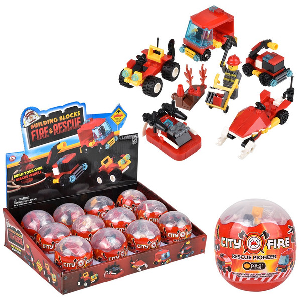 Toy Network Ts - 3" Building Block Fire Rescue Assortment (12p