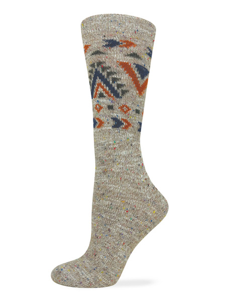 Wise Blend Geo Accents Crew Socks 1 Pair - Tan
