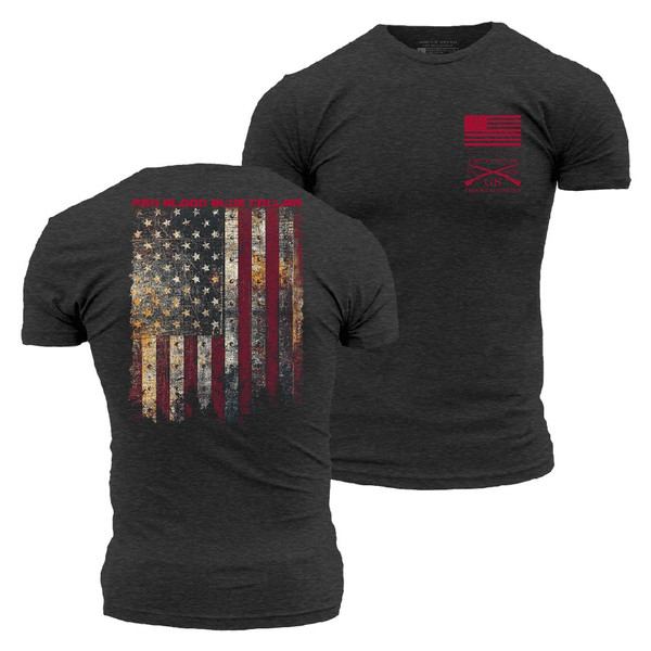 Grunt Style Red Blood Blue Collar T-Shirt - Charcoal