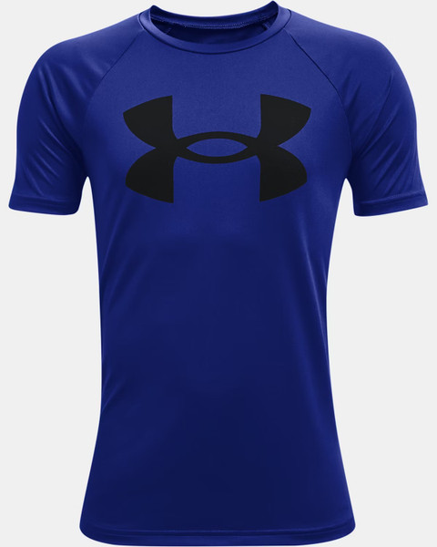 Under Armour UA Tech Big Logo Boys' Short Sleeve Blue YXL