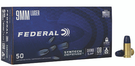 S9SJT2 FEDERAL 9MM LUGER 138 GR SYNTECH DEFENSE 50-604544671049