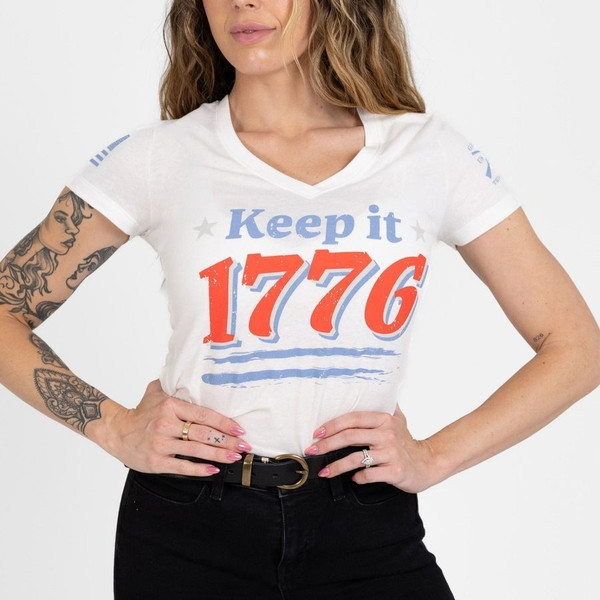 Grunt Style White Wmns Keep It 1776 V Neck 2XL
