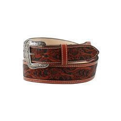Nocana Western Belt 1 3/4-1 1/2"FloralEmbossedTN - Tan