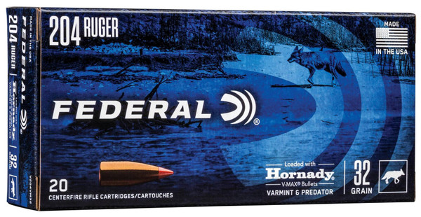 Federal 204 RUGER 32GR HORNADY V-MAX 20 R V204VM32