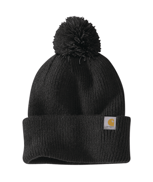 106003-N04 OS Black Women's Knit Pom-Pom Cuffed Be-195836905145