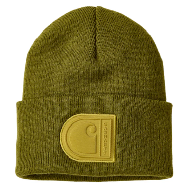 107190-GL7OS Knit Cuffed C Patch Beanie Dark Bronz-197219839481