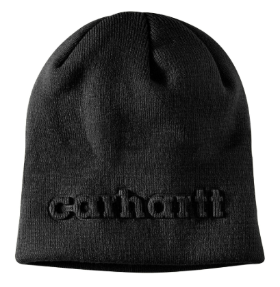 107002-N04OS Knit Embossed Beanie Black -25-197219825620