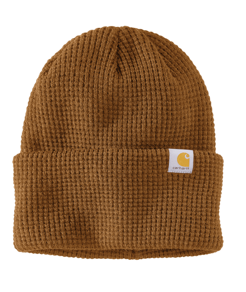 107187-BRN OS Carhartt Brown Knit Waffle Beanie -2-197219839399