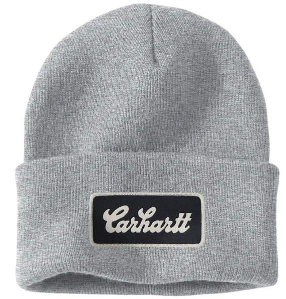 107007-HGYOS Knit Cuffed Script Patch Beanie Heath-197219825866