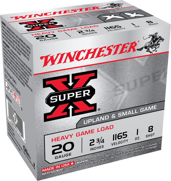 XU20H8 SHOTSHELL 20 GA 2-3/4" #8 SUPER-X UPLAND HE-020892013377