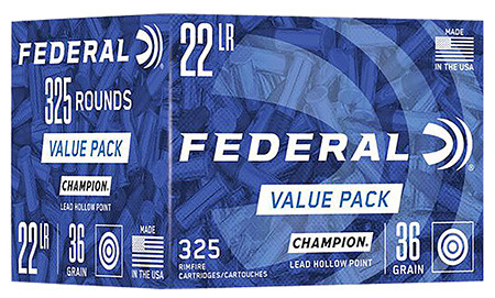FEDERAL 22 LR 36GR LEAD HP 325 CT 325 RND/BX --604544690743