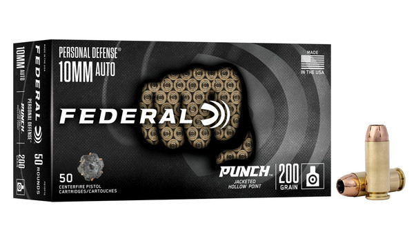 FEDERAL 10MM AUTO 200GR PUNCH JHP 50RD 50-604544704365