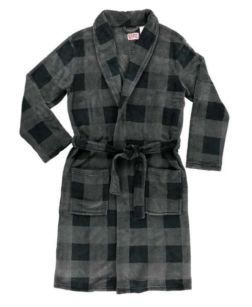 *Men'S Grey Plaid Robe L/Xl-210000218096
