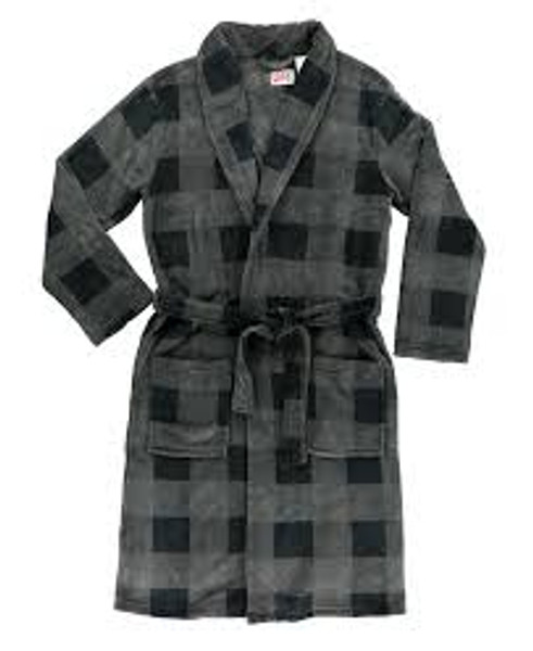 *Men'S Grey Plaid Robe S/M-210000218095