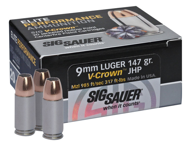 SIG SAUER EP 9MMLUGER 147GR-V-CROWN JHP E9MMA3-20-798681501748