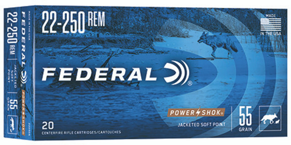FEDERAL POWER-SHOK 22-250REM 55GR JSP 22250A-029465088231