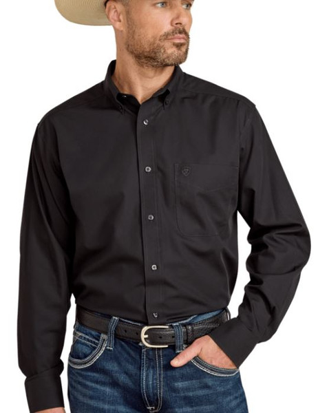 10020328 LG  BLACK MNS Wrinkle Free Solid Shirt-25-210000345029