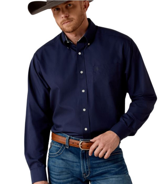 MED R MNS WF SOLID LS SHIRT NAVY BLUE NAVY BLUE-25-210000345038