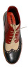 Red, Beige, and Dark Green tri-color leather wingtip chukka boots for men with micro-rubber soles.
