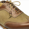 Handmade Goodyear Welted Full-Brogues Oxford Shoes in Two-Tone Suede and Leather
