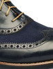 Navy Blue Velour & Goat Leather Men's Brogues