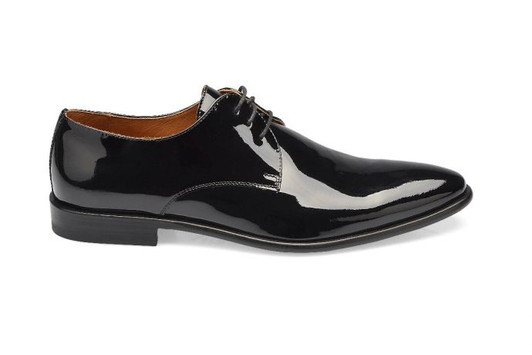 Handmade Men's Derby Shoes in Patent Leather