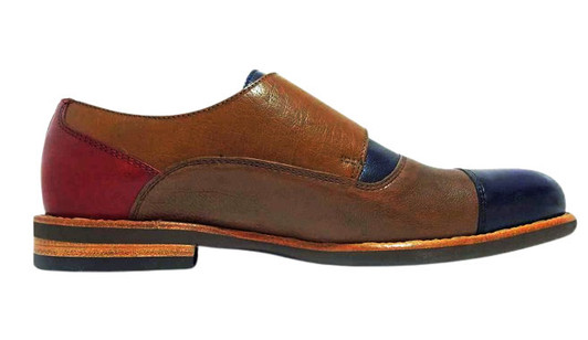 Multi-Tone Florentine Leather Men's Monk Strap Shoes