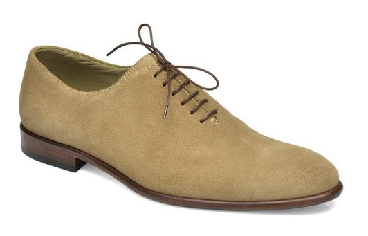 Natural Suede Leather One-cut Blake Stitched Men's Oxfords