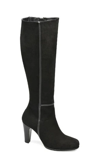 Natural Velour Leather Knee-high Boots