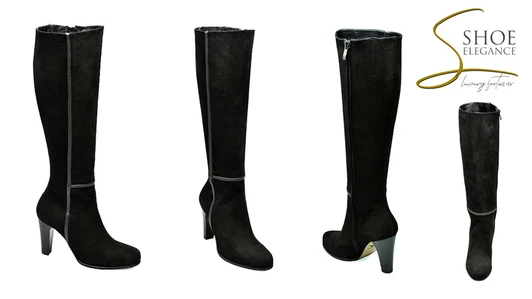 Natural Velour Leather Knee-high Boots