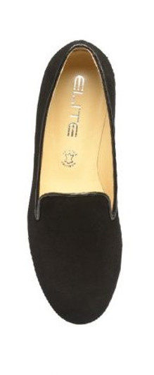 Black Natural Velour Leather Women's Slip-on Loafers