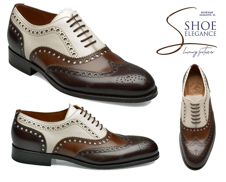 Handmade Goodyear Welted Brown Naturally Tanned Leather Men's Brogues