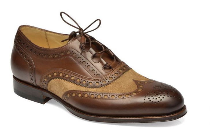 Handmade Goodyear Welted Brown Premium Suede Leather Men's brogues