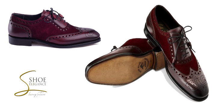 Handmade Goodyear Welted Burgundy Men's Brogues